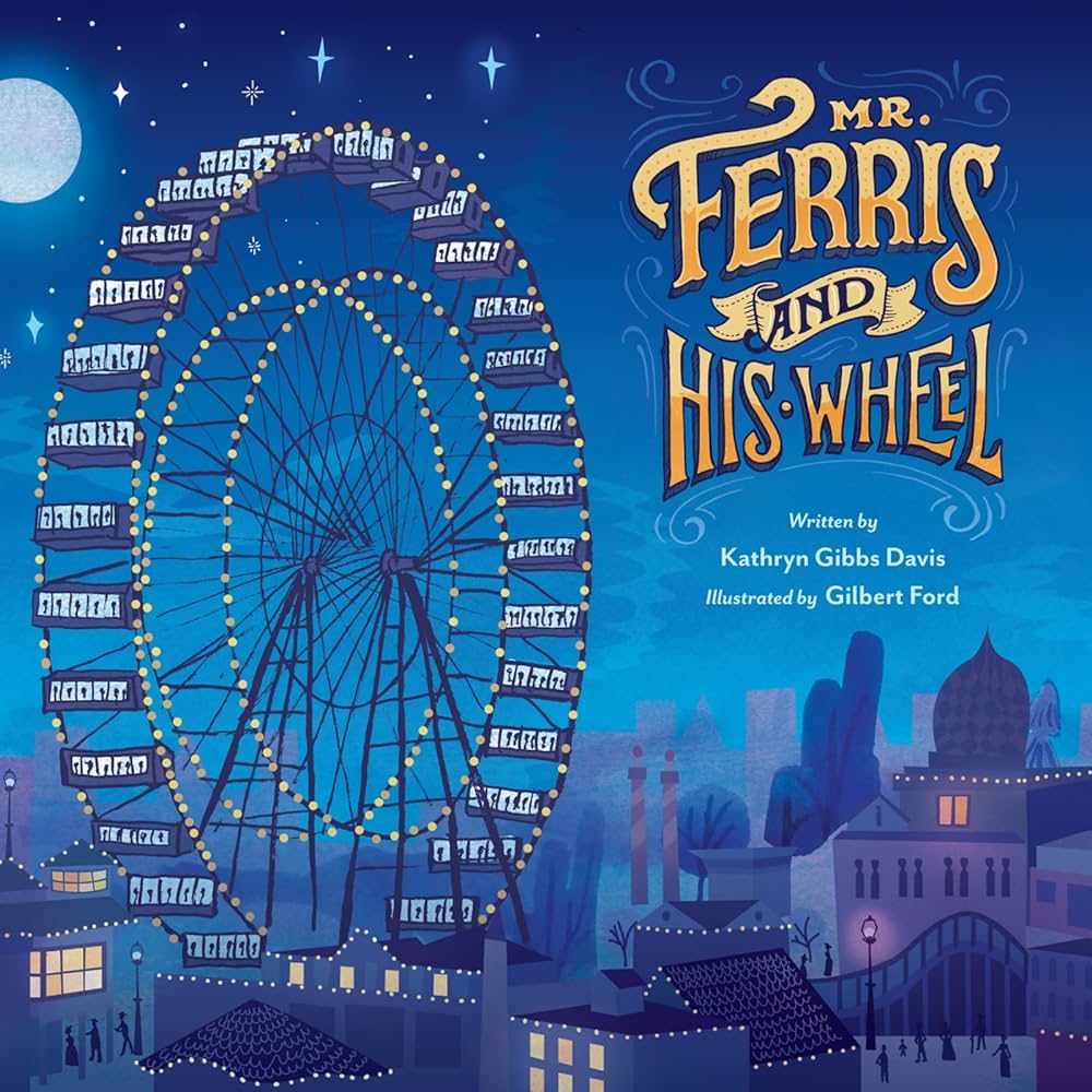 Book cover with ferris wheel over blue night sky