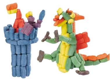Colorful molded dragon and castle