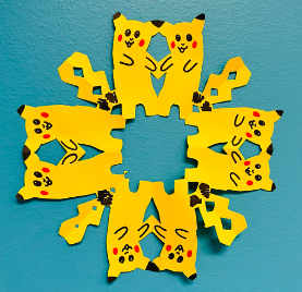 Yellow Pokemon Paper Snowflake