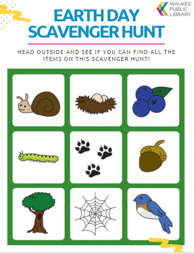 Scavenger Hunt grid with backyard nature items