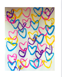 Paper-stamped-with-colorful-painted-hearts