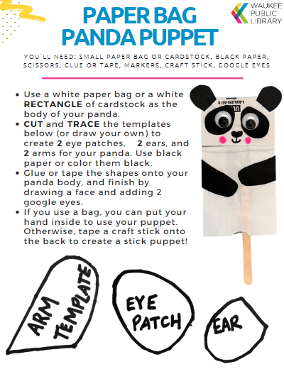 Instruction sheet for white and black panda craft