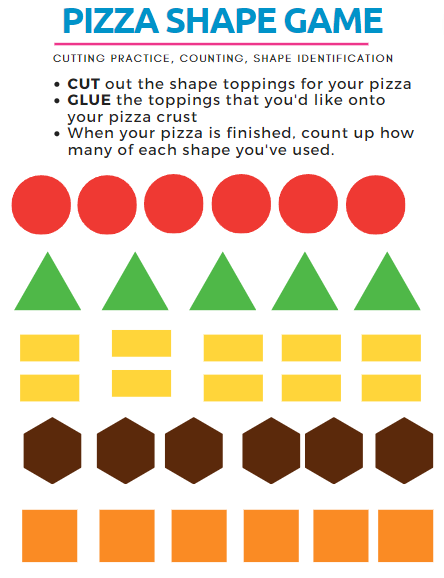 Instruction sheet with colored shapes