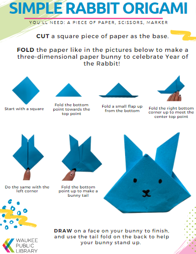 Instruction sheets for origami rabbit