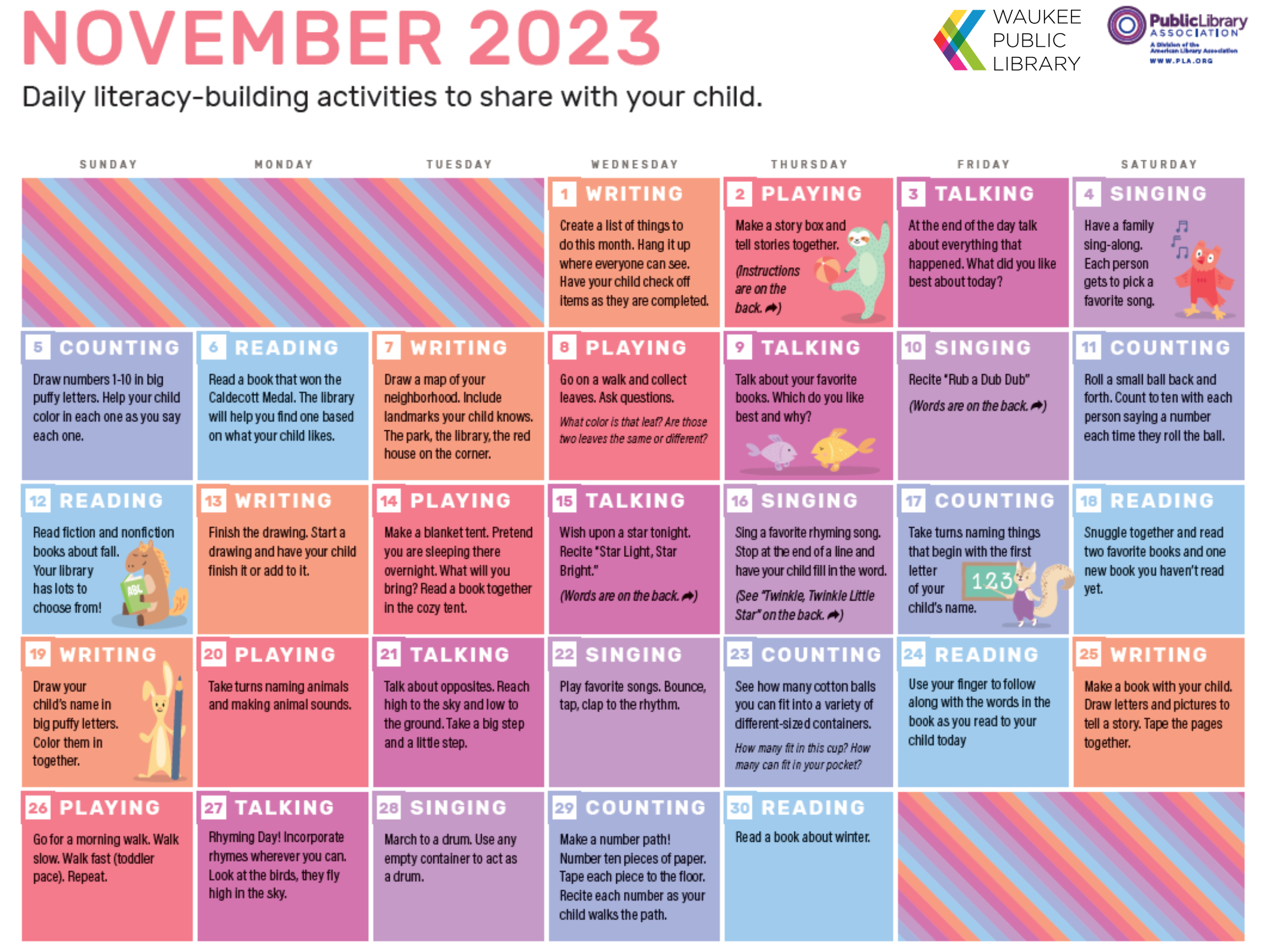 Image of November 2023 calendar.
